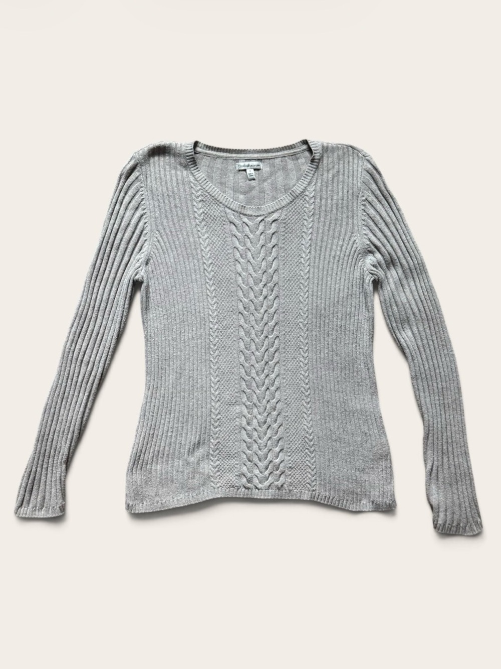 croft & barrow Light Tan Cable Crewneck Sweater